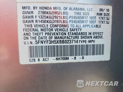 Zdjęcie 13 z 13 samochodu: 2011 HONDA PILOT EXL VIN:5FNYF3H5XBB023714 - miniatura