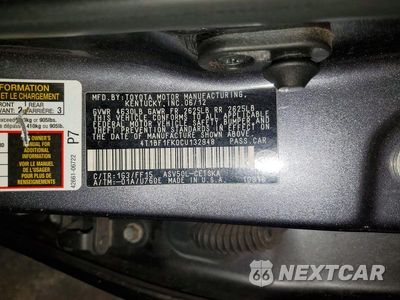 Zdjęcie 12 z 12 samochodu: 2012 TOYOTA CAMRY SE VIN:4T1BF1FK0CU132948 - miniatura