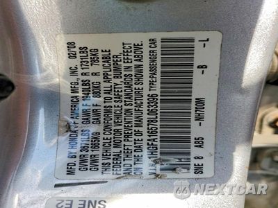 Zdjęcie 12 z 12 samochodu: 2008 HONDA CIVIC LX VIN:1HGFA16578L063396 - miniatura