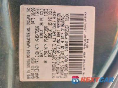 Zdjęcie 12 z 12 samochodu: 2000 TOYOTA TUNDRA SR5 VIN:5TBBT4413YS032923 - miniatura