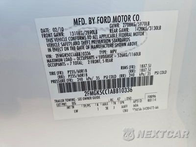 Zdjęcie 12 z 12 samochodu: 2010 FORD FLEX SEL VIN:2FMGK5CC1ABB10336 - miniatura