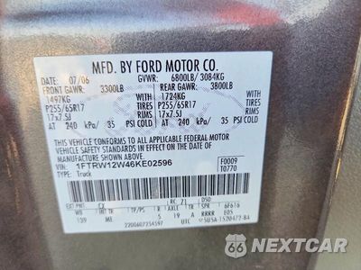 Zdjęcie 12 z 12 samochodu: 2006 FORD F150 SUPERCREW VIN:1FTRW12W46KE02596 - miniatura