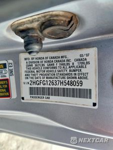 Zdjęcie 12 z 12 samochodu: 2007 HONDA CIVIC LX VIN:2HGFG12637H548059 - miniatura
