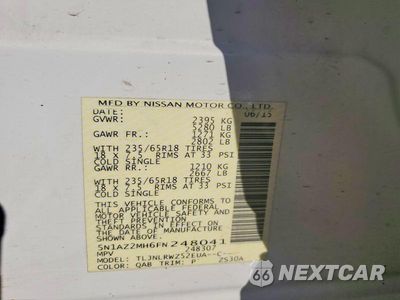 Zdjęcie 14 z 14 samochodu: 2015 NISSAN MURANO SL VIN:5N1AZ2MH6FN248041 - miniatura