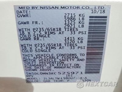Zdjęcie 13 z 13 samochodu: 2019 INFINITI QX60 LUXE VIN:5N1DL0MN3KC525971 - miniatura