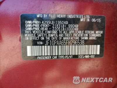 Zdjęcie 12 z 12 samochodu: 2015 SUBARU IMPREZA VIN:JF1GPAA65FH296538 - miniatura
