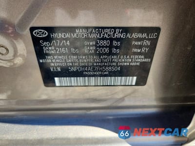 Zdjęcie 12 z 12 samochodu: 2015 HYUNDAI ELANTRA SE VIN:5NPDH4AE7FH588504 - miniatura