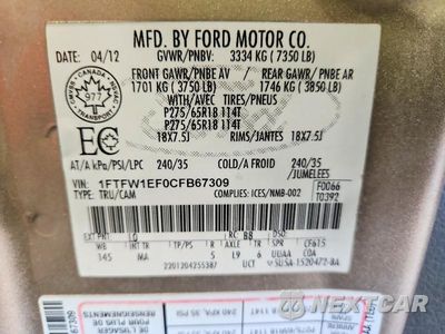 Zdjęcie 12 z 12 samochodu: 2012 FORD F150 SUPERCREW VIN:1FTFW1EF0CFB67309 - miniatura
