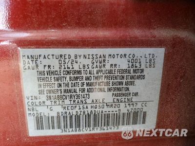 Zdjęcie 13 z 13 samochodu: 2024 NISSAN SENTRA SV VIN:3N1AB8CV1RY361473 - miniatura
