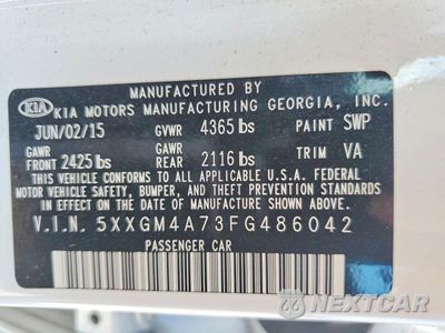 Zdjęcie 13 z 13 samochodu: 2015 KIA OPTIMA LX VIN:5XXGM4A73FG486042 - miniatura