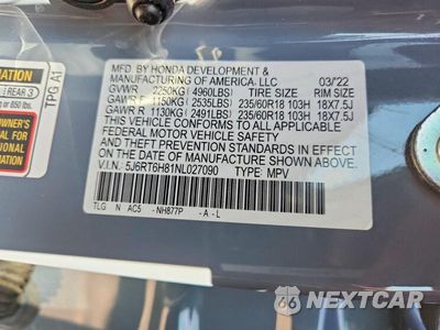 Zdjęcie 13 z 13 samochodu: 2022 HONDA CR-V EXL VIN:5J6RT6H81NL027090 - miniatura