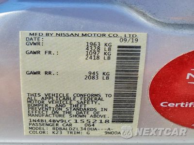 Zdjęcie 12 z 12 samochodu: 2020 NISSAN ALTIMA S VIN:1N4BL4BV9LC155218 - miniatura
