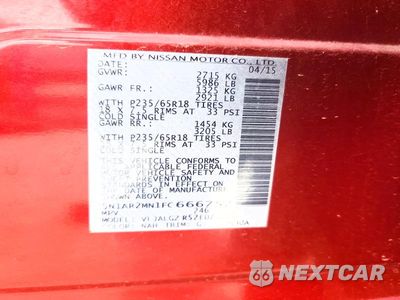 Zdjęcie 14 z 14 samochodu: 2015 NISSAN PATHFINDER SL VIN:5N1AR2MN1FC666752 - miniatura