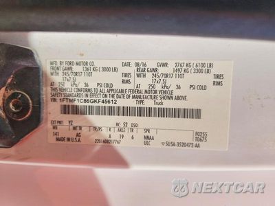 Zdjęcie 12 z 12 samochodu: 2016 FORD F150 VIN:1FTMF1C86GKF45612 - miniatura