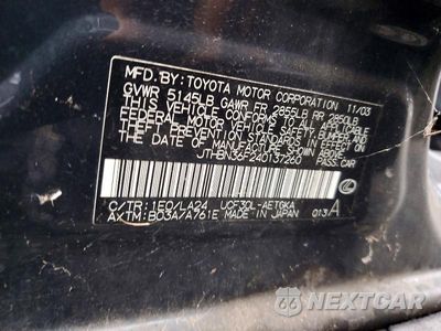Zdjęcie 12 z 12 samochodu: 2004 LEXUS LS 430 VIN:JTHBN36F240137260 - miniatura