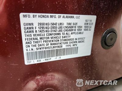 Zdjęcie 13 z 13 samochodu: 2020 HONDA PILOT EXL VIN:5FNYF6H57LB019638 - miniatura