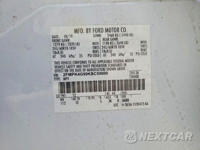 Zdjęcie 13 z 13 samochodu: 2019 FORD EDGE SE VIN:2FMPK4G99KBC50600 - miniatura