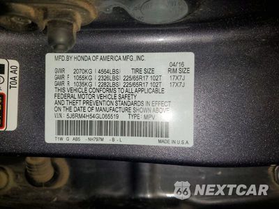 Zdjęcie 13 z 13 samochodu: 2016 HONDA CR-V EX VIN:5J6RM4H54GL065519 - miniatura