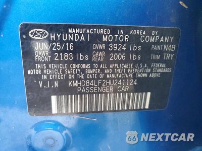 Zdjęcie 12 z 12 samochodu: 2017 HYUNDAI ELANTRA VALUE EDITION VIN:KMHD84LF2HU241124 - miniatura