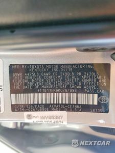 Zdjęcie 12 z 12 samochodu: 2019 TOYOTA CAMRY LE VIN:4T1B11HK6KU787996 - miniatura