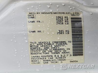 Zdjęcie 13 z 13 samochodu: 2023 NISSAN ALTIMA SV VIN:1N4BL4DV9PN313273 - miniatura