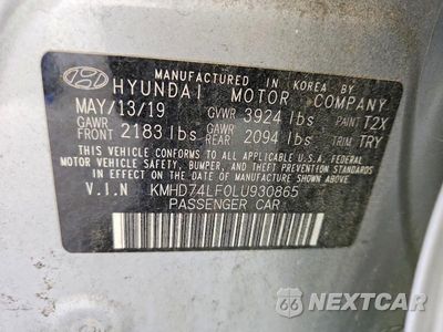 Zdjęcie 13 z 13 samochodu: 2020 HYUNDAI ELANTRA SE VIN:KMHD74LF0LU930865 - miniatura