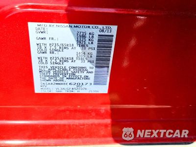 Zdjęcie 12 z 12 samochodu: 2014 NISSAN PATHFINDER S VIN:5N1AR2MNXEC620173 - miniatura