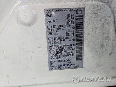 Zdjęcie 14 z 14 samochodu: 2015 NISSAN ROGUE SL VIN:5N1AT2MT8FC806330 - miniatura