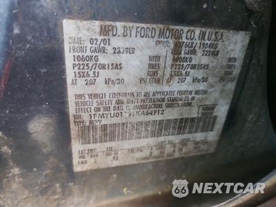 Zdjęcie 13 z 13 samochodu: 2001 FORD ESCAPE XLS VIN:1FMYU01191KA64912 - miniatura