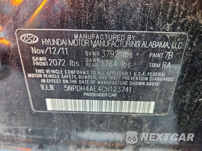 Zdjęcie 12 z 12 samochodu: 2012 HYUNDAI ELANTRA GLS VIN:5NPDH4AE4CH123741 - miniatura
