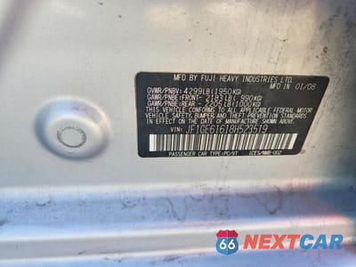 Zdjęcie 13 z 13 samochodu: 2008 SUBARU IMPREZA 2.5I VIN:JF1GE61618H523519 - miniatura