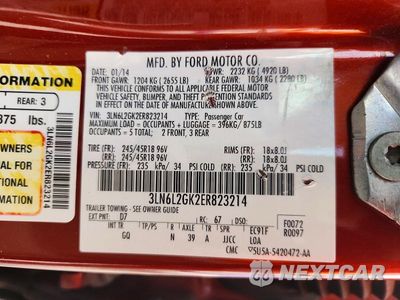 Zdjęcie 12 z 12 samochodu: 2014 LINCOLN MKZ VIN:3LN6L2GK2ER823214 - miniatura