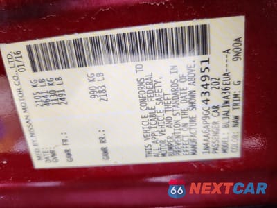 Zdjęcie 12 z 12 samochodu: 2016 NISSAN MAXIMA 3.5 SR VIN:1N4AA6AP9GC434951 - miniatura