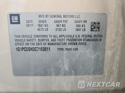Zdjęcie 13 z 13 samochodu: 2012 CHEVROLET CRUZE LS VIN:1G1PC5SH2C7163811 - miniatura