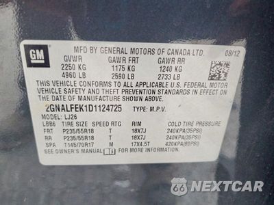 Zdjęcie 13 z 13 samochodu: 2013 CHEVROLET EQUINOX LTZ VIN:2GNALFEK1D1124725 - miniatura