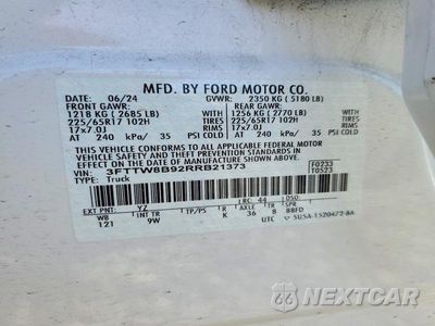 Zdjęcie 12 z 12 samochodu: 2024 FORD MAVERICK XL VIN:3FTTW8B92RRB21373 - miniatura