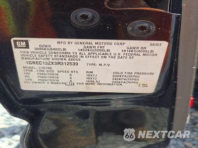 Zdjęcie 12 z 12 samochodu: 2003 CHEVROLET TAHOE C1500 VIN:1GNEC13ZX3R312539 - miniatura