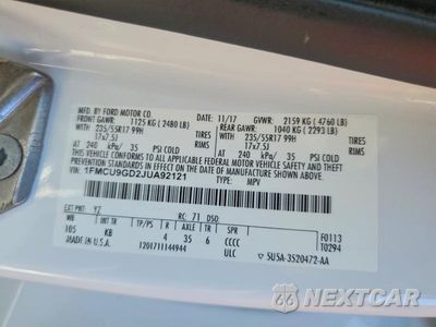 Zdjęcie 12 z 12 samochodu: 2018 FORD ESCAPE SE VIN:1FMCU9GD2JUA92121 - miniatura