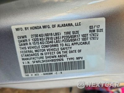 Zdjęcie 14 z 14 samochodu: 2017 HONDA ODYSSEY SE VIN:5FNRL5H3XHB020926 - miniatura
