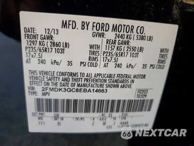 Zdjęcie 13 z 13 samochodu: 2014 FORD EDGE SE VIN:2FMDK3GC8EBA14663 - miniatura