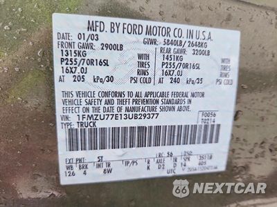 Zdjęcie 12 z 12 samochodu: 2003 FORD EXPLORER SPORT TRAC VIN:1FMZU77E13UB29377 - miniatura