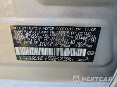 Zdjęcie 12 z 12 samochodu: 2004 LEXUS LS 430 VIN:JTHBN36F140137508 - miniatura