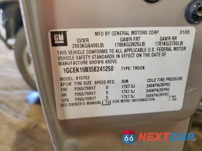 Zdjęcie 12 z 12 samochodu: 2005 CHEVROLET SILVERADO K1500 VIN:1GCEK19B35E241250 - miniatura