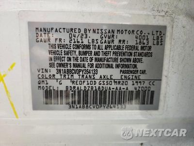 Zdjęcie 12 z 12 samochodu: 2023 NISSAN SENTRA SV VIN:3N1AB8CV0PY264133 - miniatura