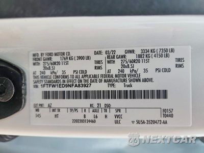 Zdjęcie 13 z 13 samochodu: 2022 FORD F150 SUPERCREW VIN:1FTFW1ED9NFA83927 - miniatura
