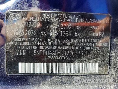 Zdjęcie 12 z 12 samochodu: 2013 HYUNDAI ELANTRA GLS VIN:5NPDH4AE8DH226386 - miniatura