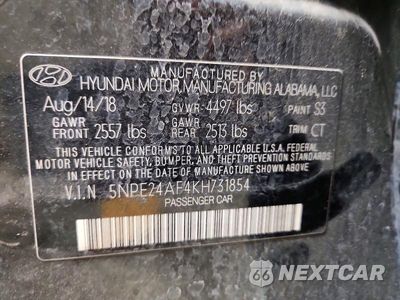 Zdjęcie 13 z 13 samochodu: 2019 HYUNDAI SONATA SE VIN:5NPE24AF4KH731854 - miniatura