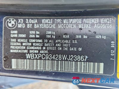 Zdjęcie 13 z 13 samochodu: 2008 BMW X3 3.0SI VIN:WBXPC93428WJ23867 - miniatura