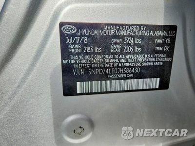 Zdjęcie 12 z 12 samochodu: 2018 HYUNDAI ELANTRA SE VIN:5NPD74LF0JH386430 - miniatura