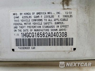 Zdjęcie 12 z 12 samochodu: 2002 HONDA ACCORD EX VIN:1HGCG16562A040308 - miniatura